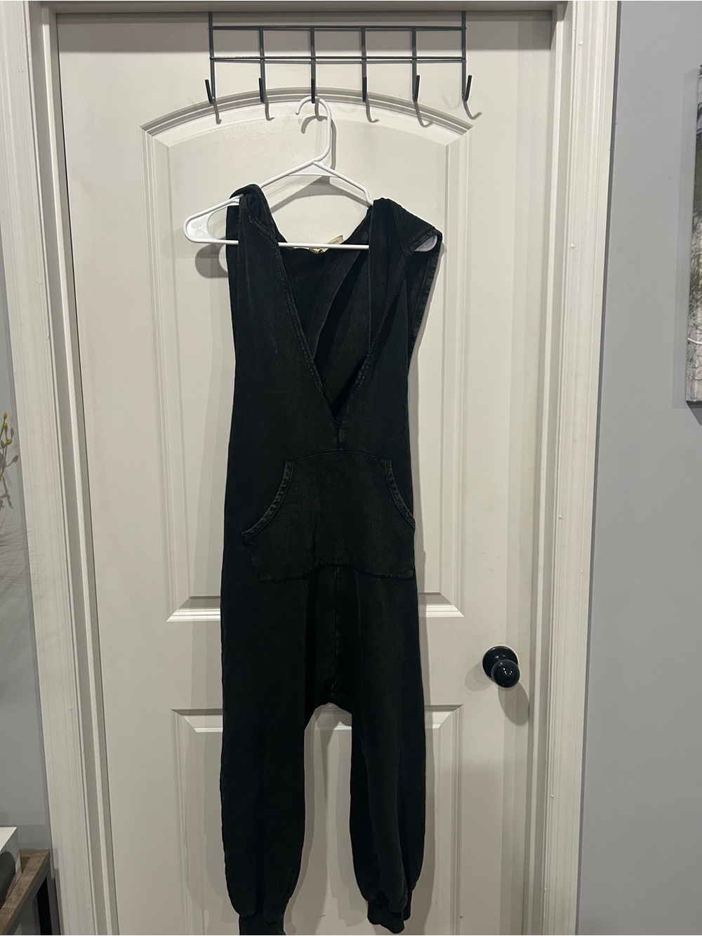 Free People Black Hooded Sleeveless Jumpsuit